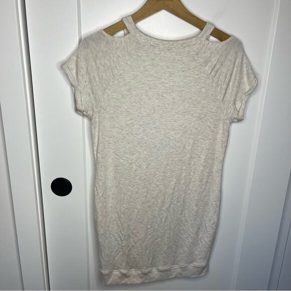 Athleta Heather Gray Shala Cold Shoulder Stretch Mini Dress Size Small Petite - Picture 7 of 8